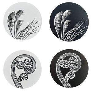 Jo Luping Design - Ponga & Toetoe set of 4 Coasters