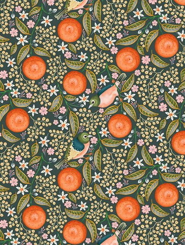 Catherine Marion Cotton Tea Towel Waxeyes & Manadarins