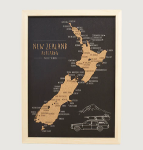 A3 Framed New Zealand Cork Pin Map
