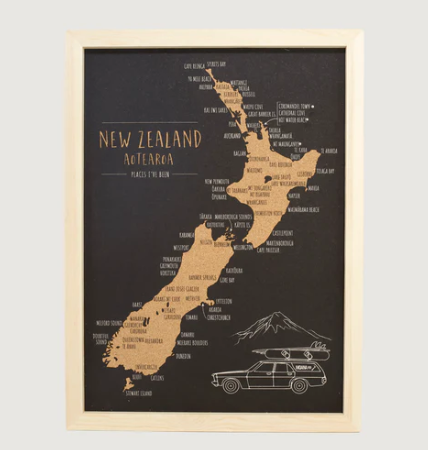 A3 Framed New Zealand Cork Pin Map